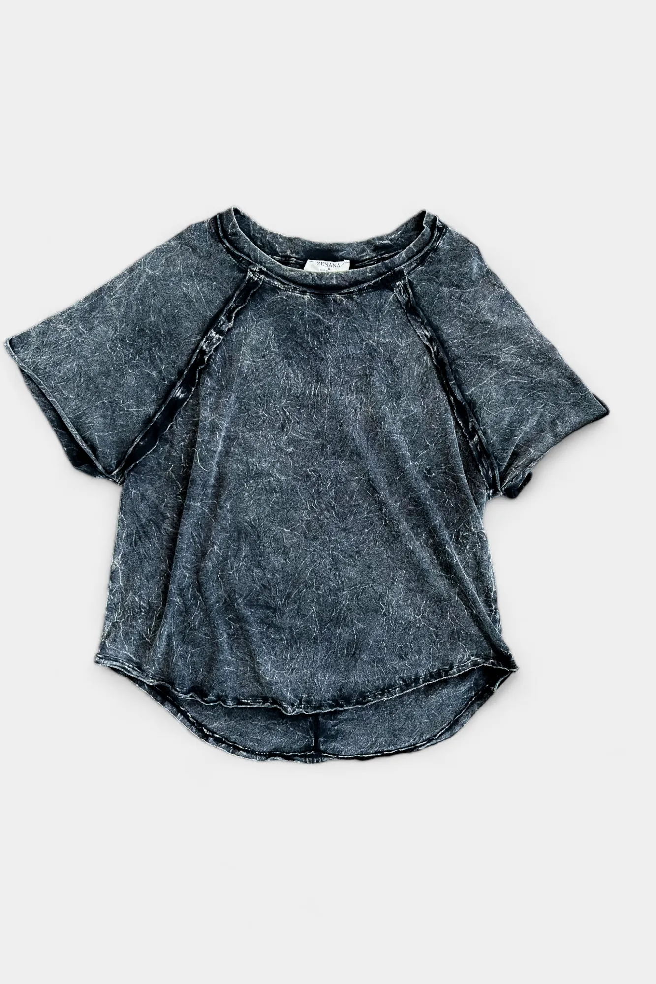 Acid Wash Short Sleeve Top