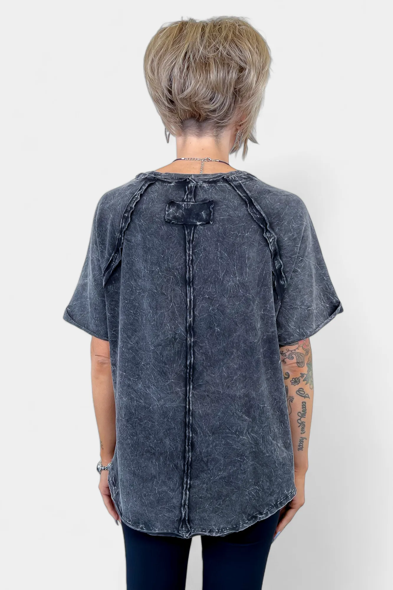 Acid Wash Short Sleeve Top