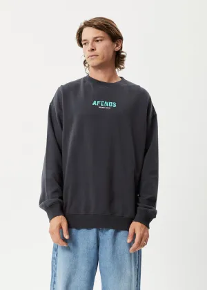 AFENDS Mens World - Crew Neck Jumper - Charcoal