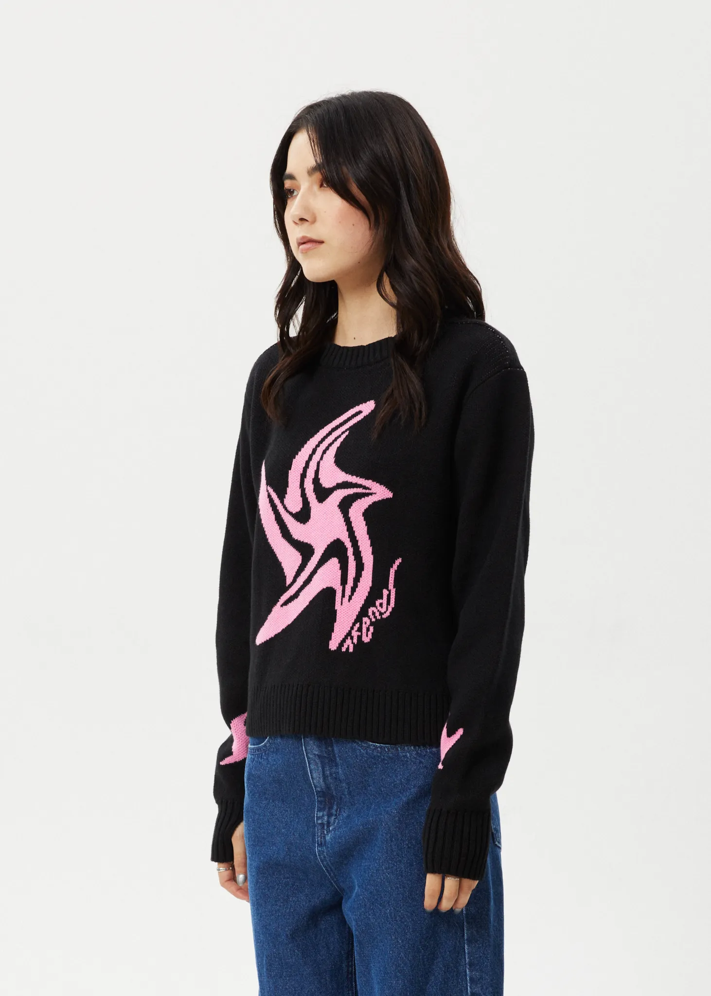 AFENDS Womens Gravity - Knit Crew Neck - Black