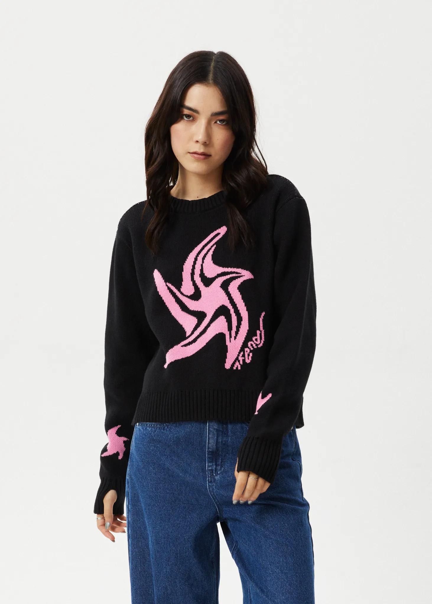 AFENDS Womens Gravity - Knit Crew Neck - Black