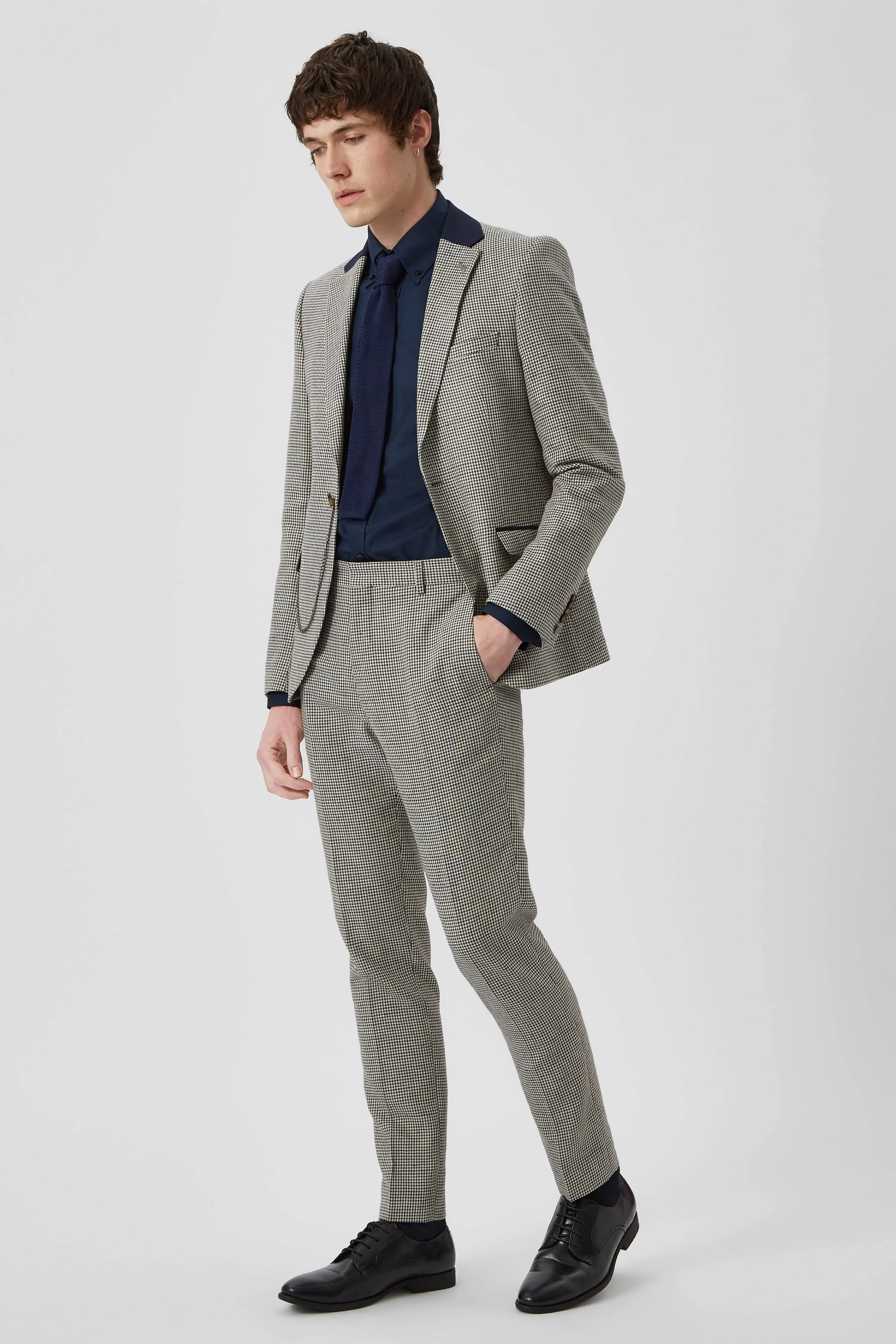 Avebury Slim Fit Brown Check Trousers - ARCHIVE