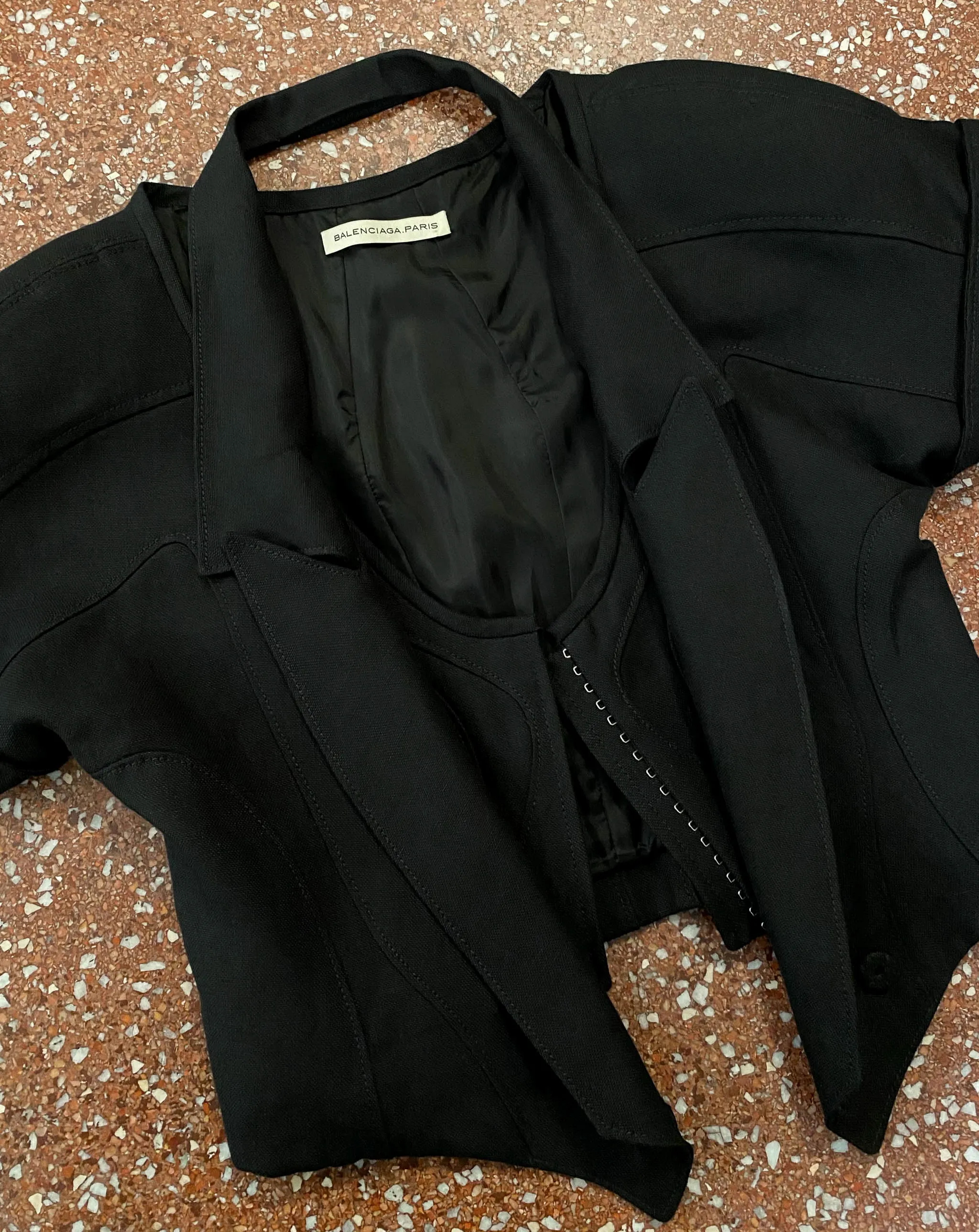 BALENCIAGA BLACK CORSET JACKET 2004