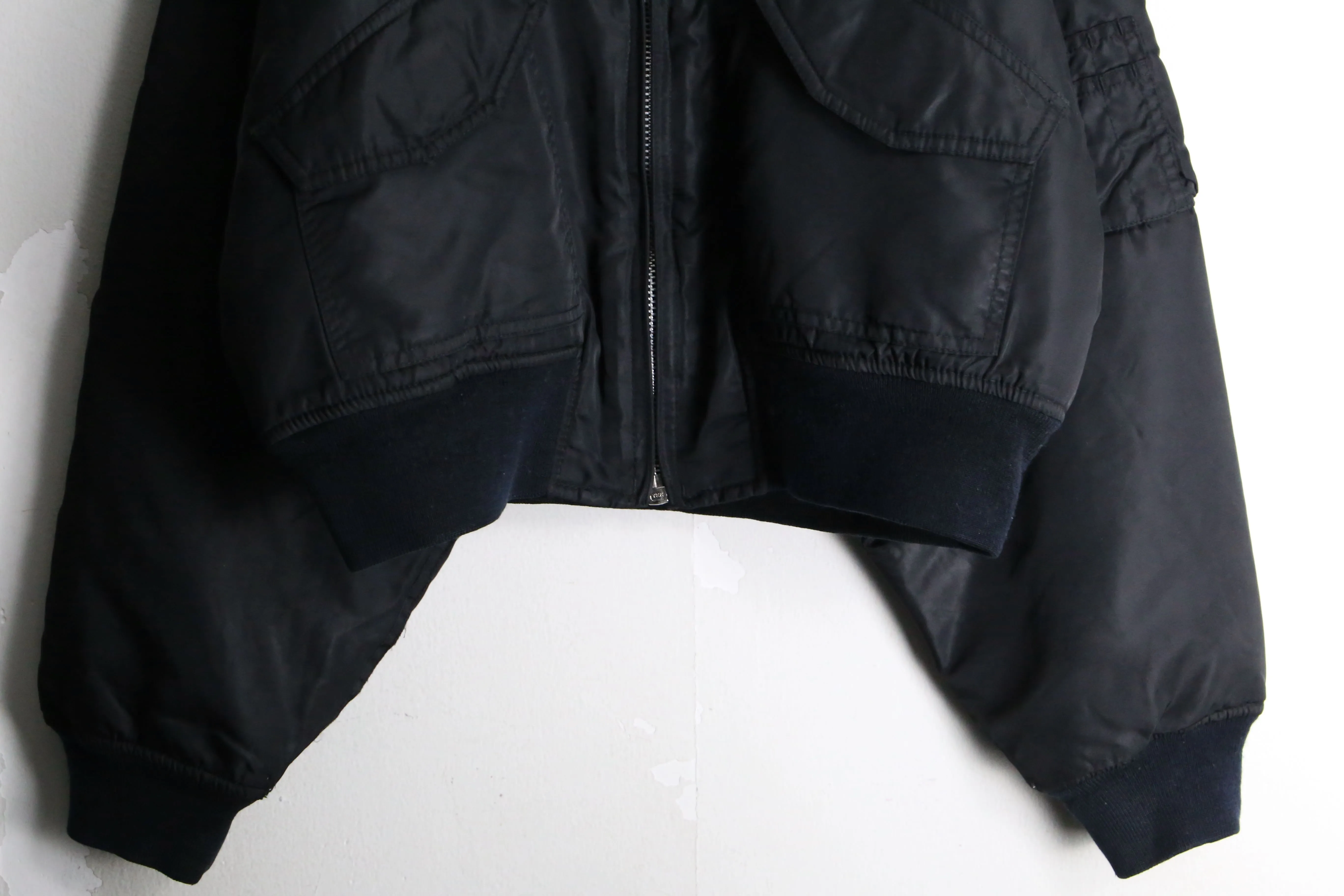 black color short length flight jacket