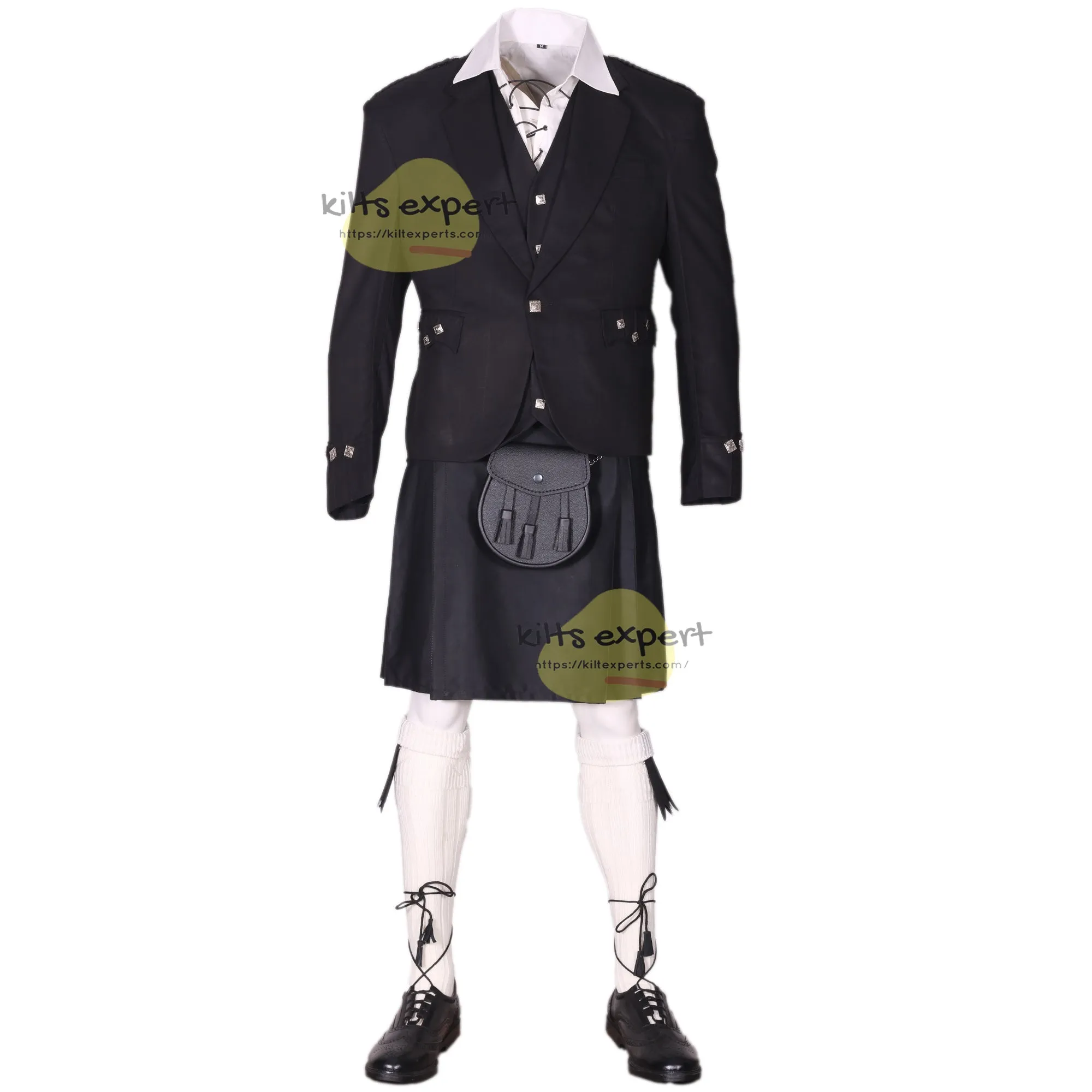 Black Modern Utility Kilt Outfit - Complete 7-Piece Deal for Active Men