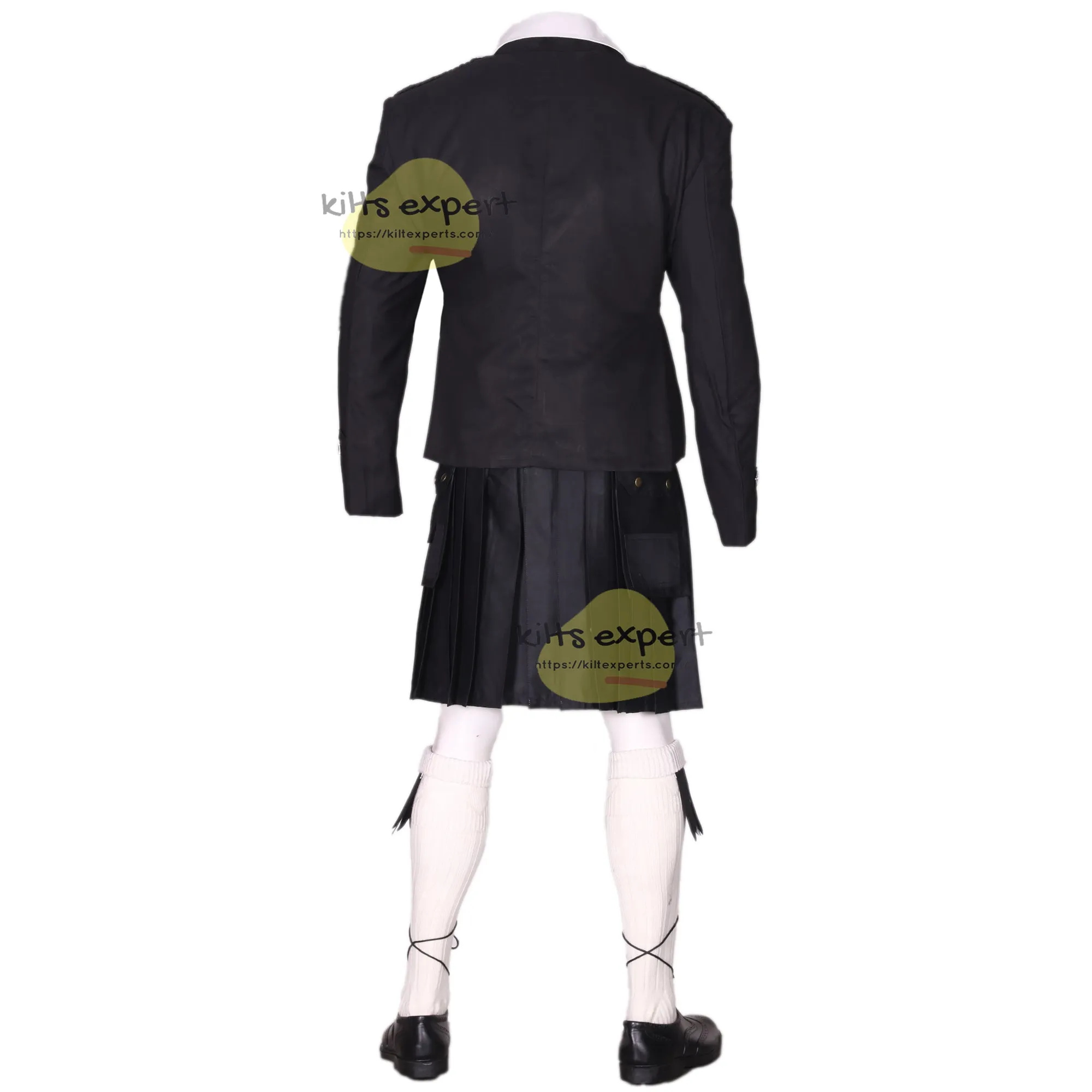 Black Modern Utility Kilt Outfit - Complete 7-Piece Deal for Active Men