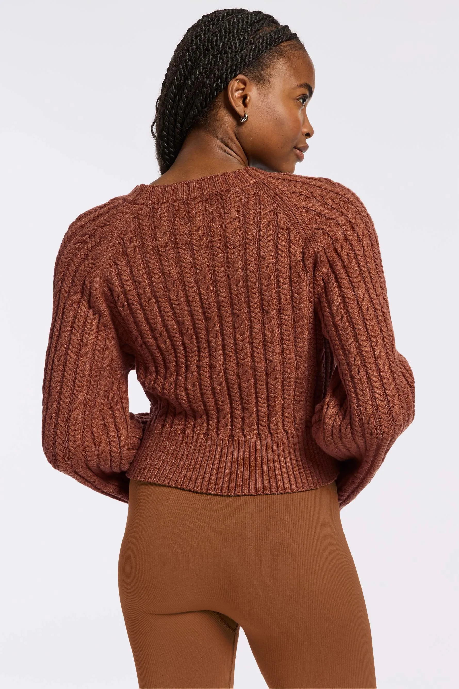 Blake Cable Knit Crewneck Sweater - Nuthatch