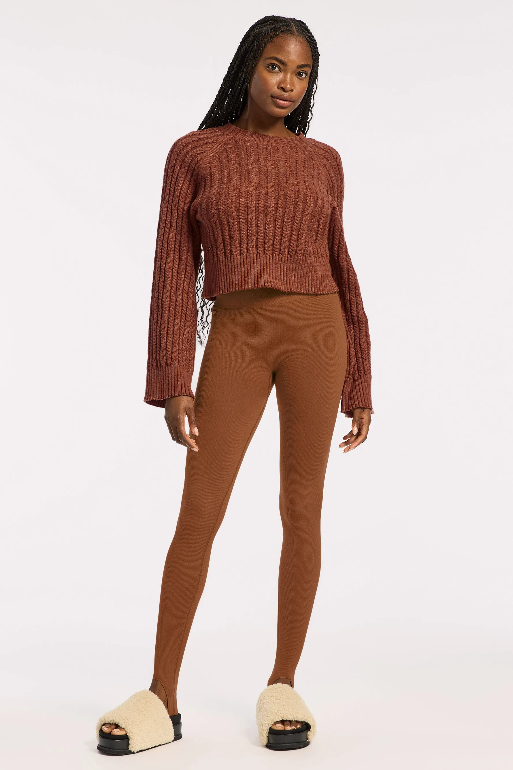 Blake Cable Knit Crewneck Sweater - Nuthatch