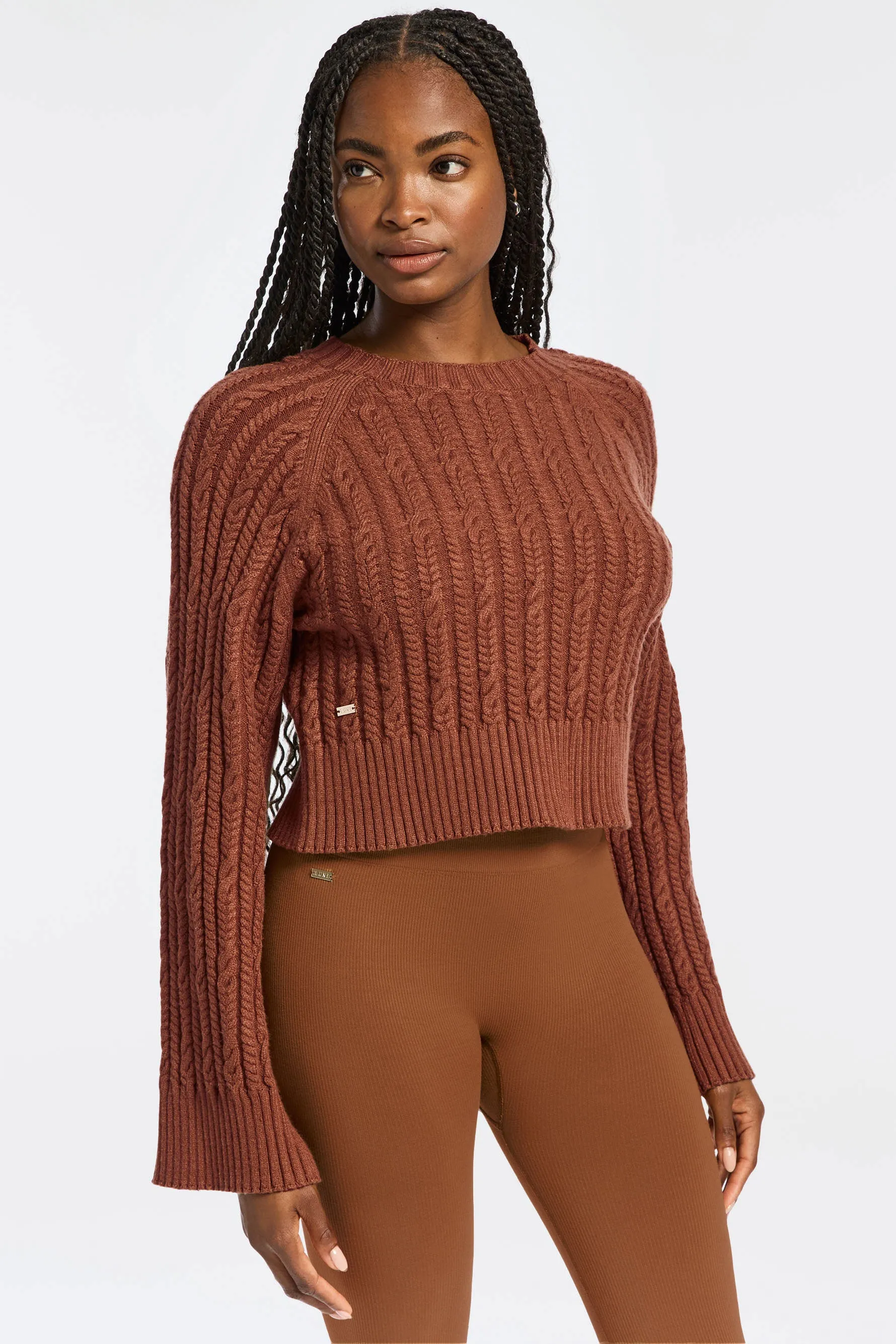 Blake Cable Knit Crewneck Sweater - Nuthatch