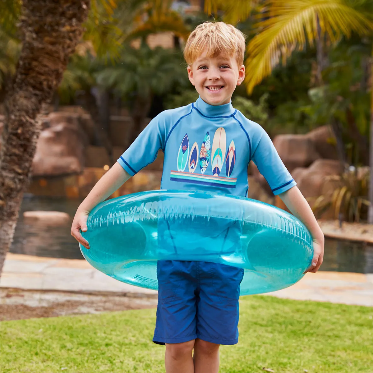 Boy's Short Sleeve Sport Sun & Swim Shirt