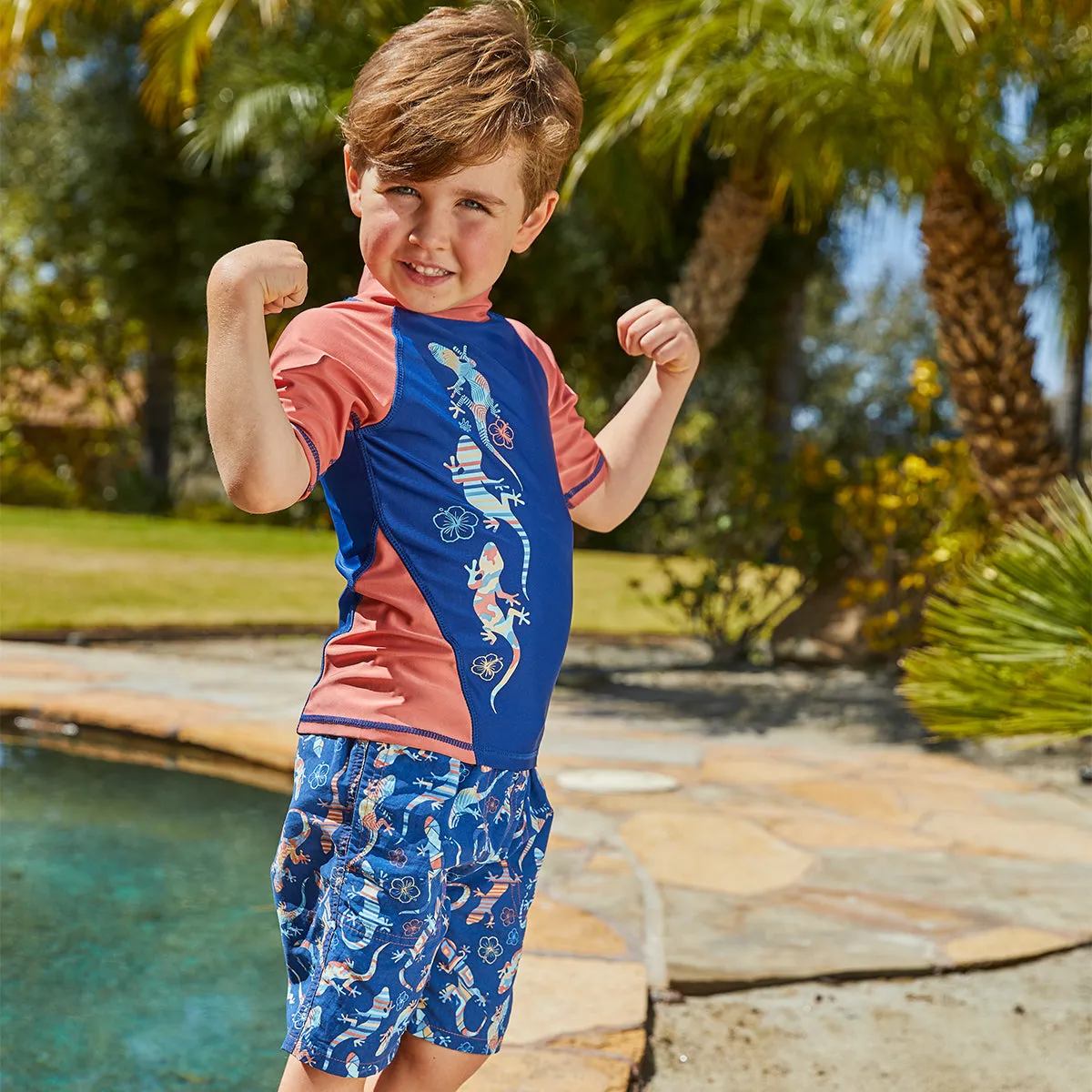 Boy's Short Sleeve Sport Sun & Swim Shirt