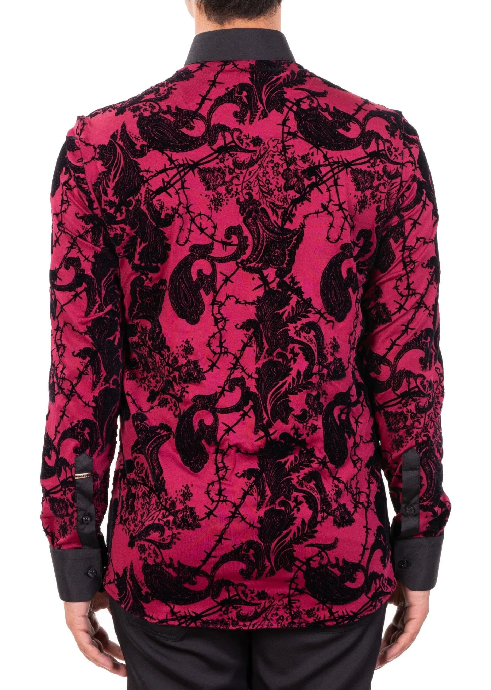 Burgundy Knit Paisley Flocked Shirt