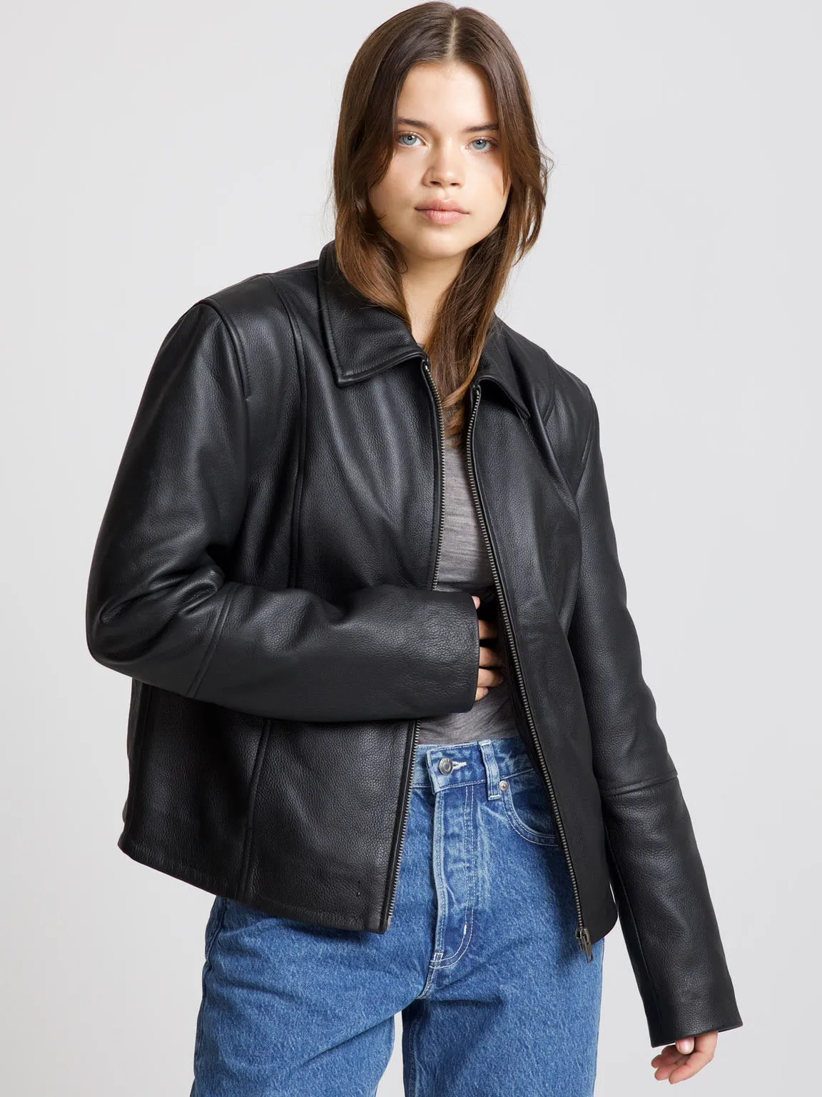 CAROL LEATHER JACKET - BLACK