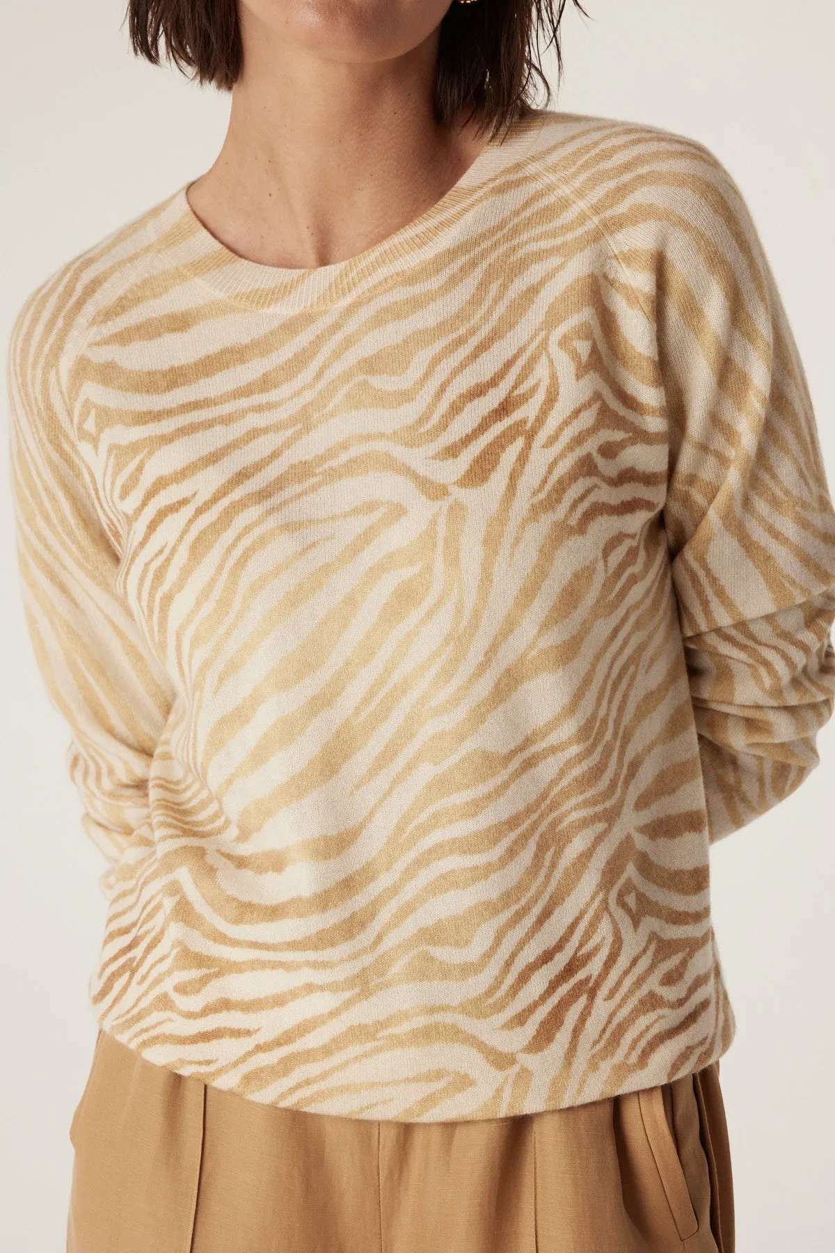 Cashwool Print Crew Jumper - Zebra Print