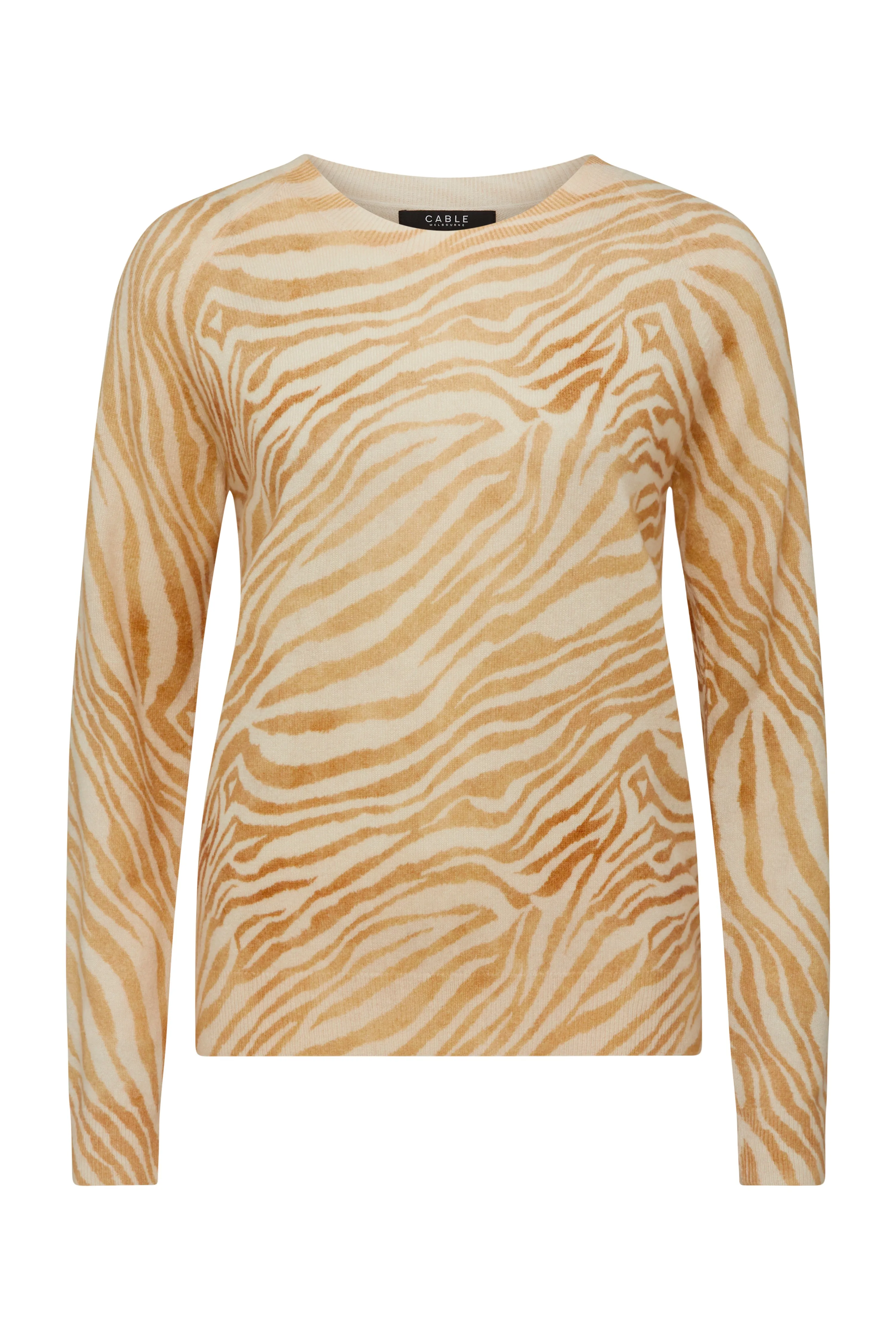 Cashwool Print Crew Jumper - Zebra Print