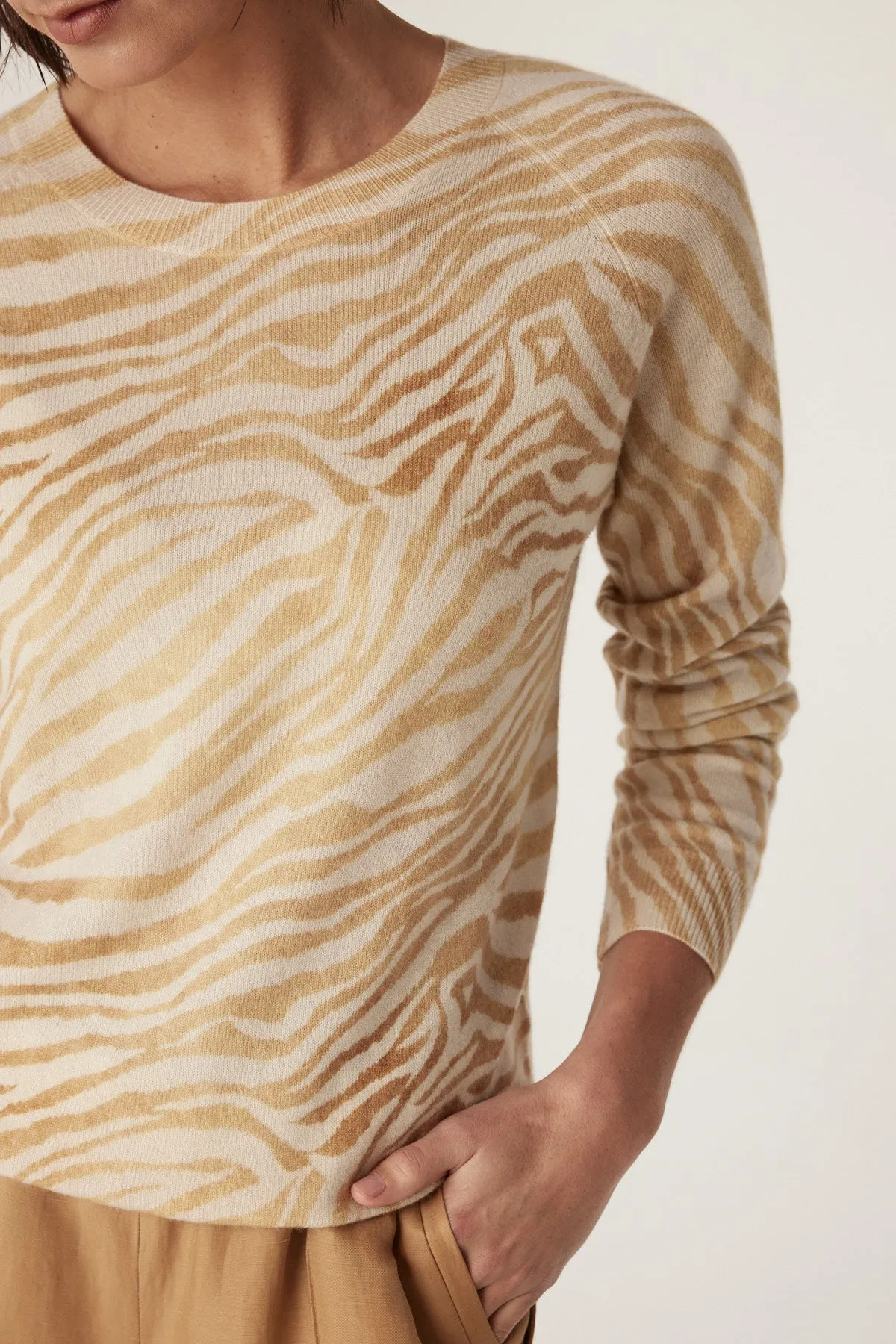 Cashwool Print Crew Jumper - Zebra Print