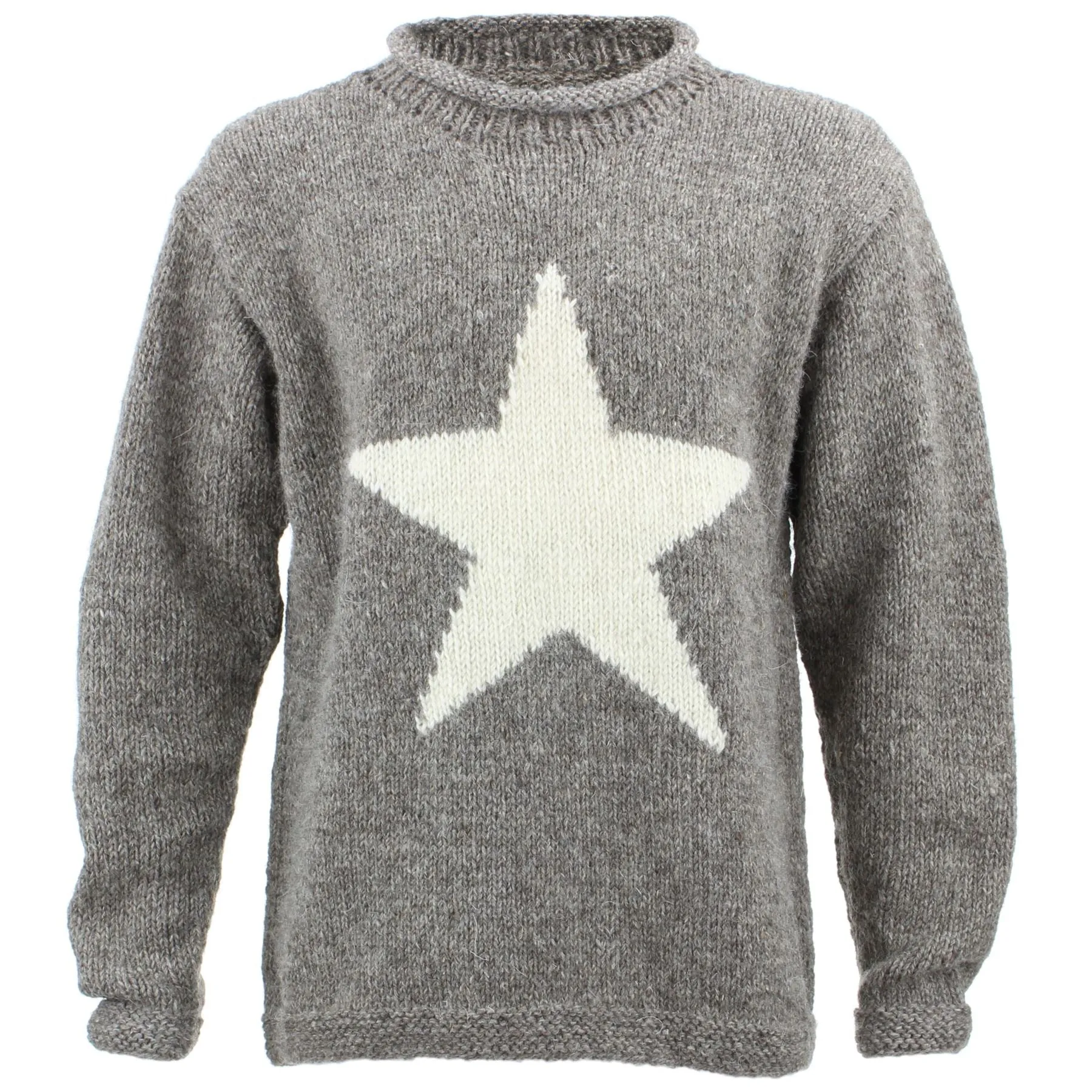 Chunky Wool Knit Star Jumper - Oatmeal