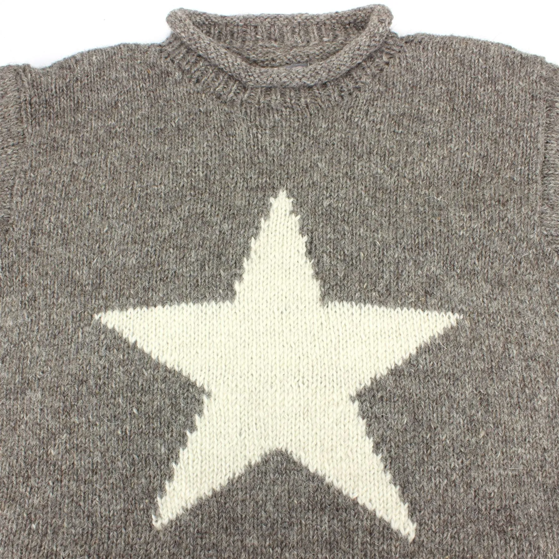 Chunky Wool Knit Star Jumper - Oatmeal