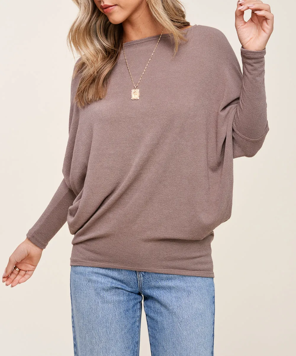 Classic Round Neck Long Sleeve Dolman Top (Assorted Colors)