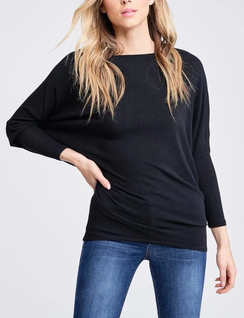 Classic Round Neck Long Sleeve Dolman Top (Assorted Colors)