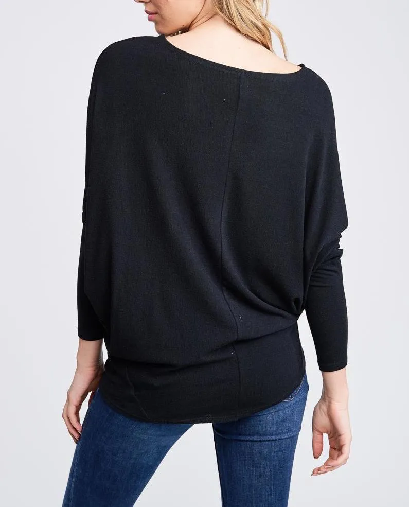 Classic Round Neck Long Sleeve Dolman Top (Assorted Colors)