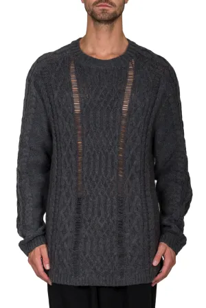 Distressed Cable Knit Jumper