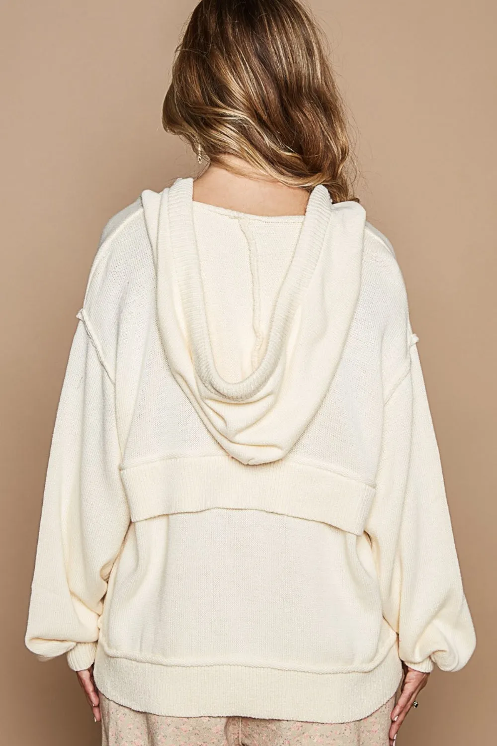 Drop Shoulder Hooded Sweater