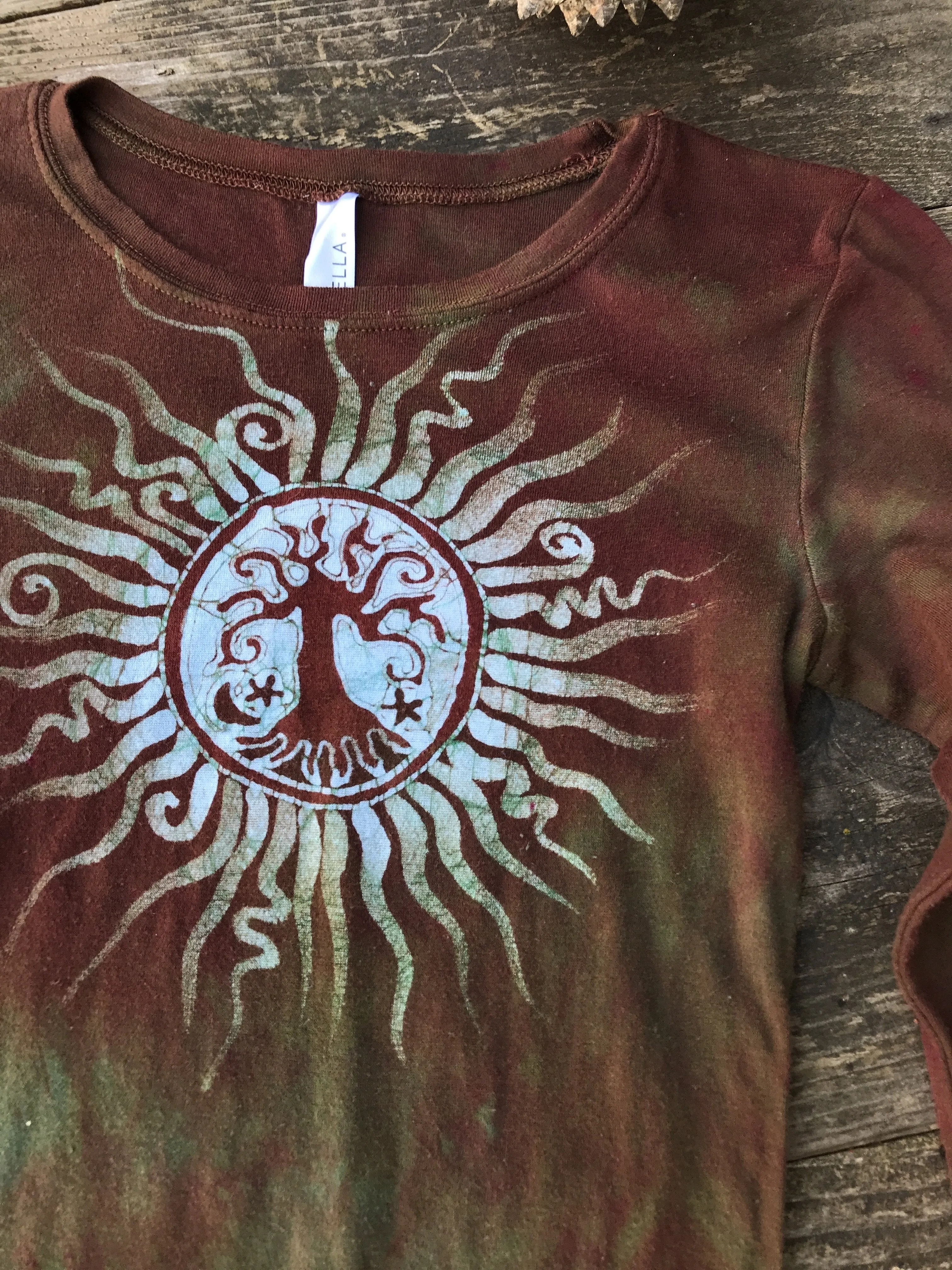 Earth Tree Sun Handmade Long Sleeve Batik Top