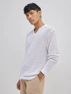 ETA White Knit-Textured Relaxed-Fit T-Shirt