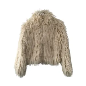 Faux Fur Jacket Cream SIZE 14