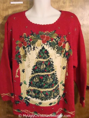 Festive 80s Red Ugly Christmas Sweater Pullover