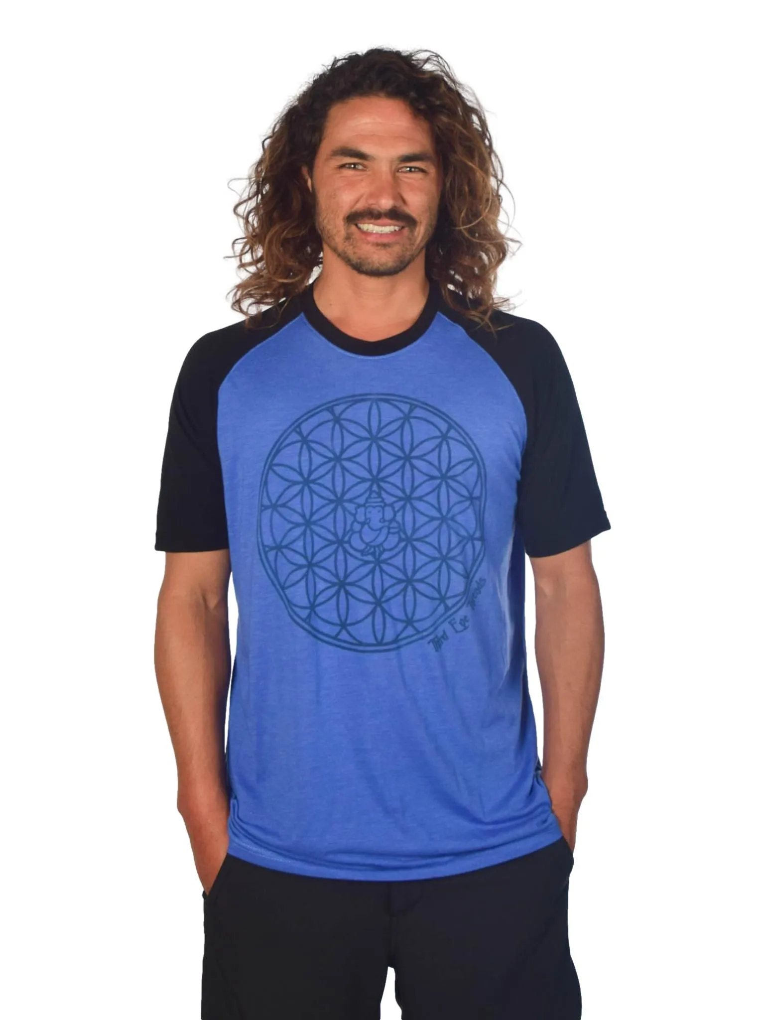 Flower of Life with Sacred Geometry on Short Sleeve Raglan