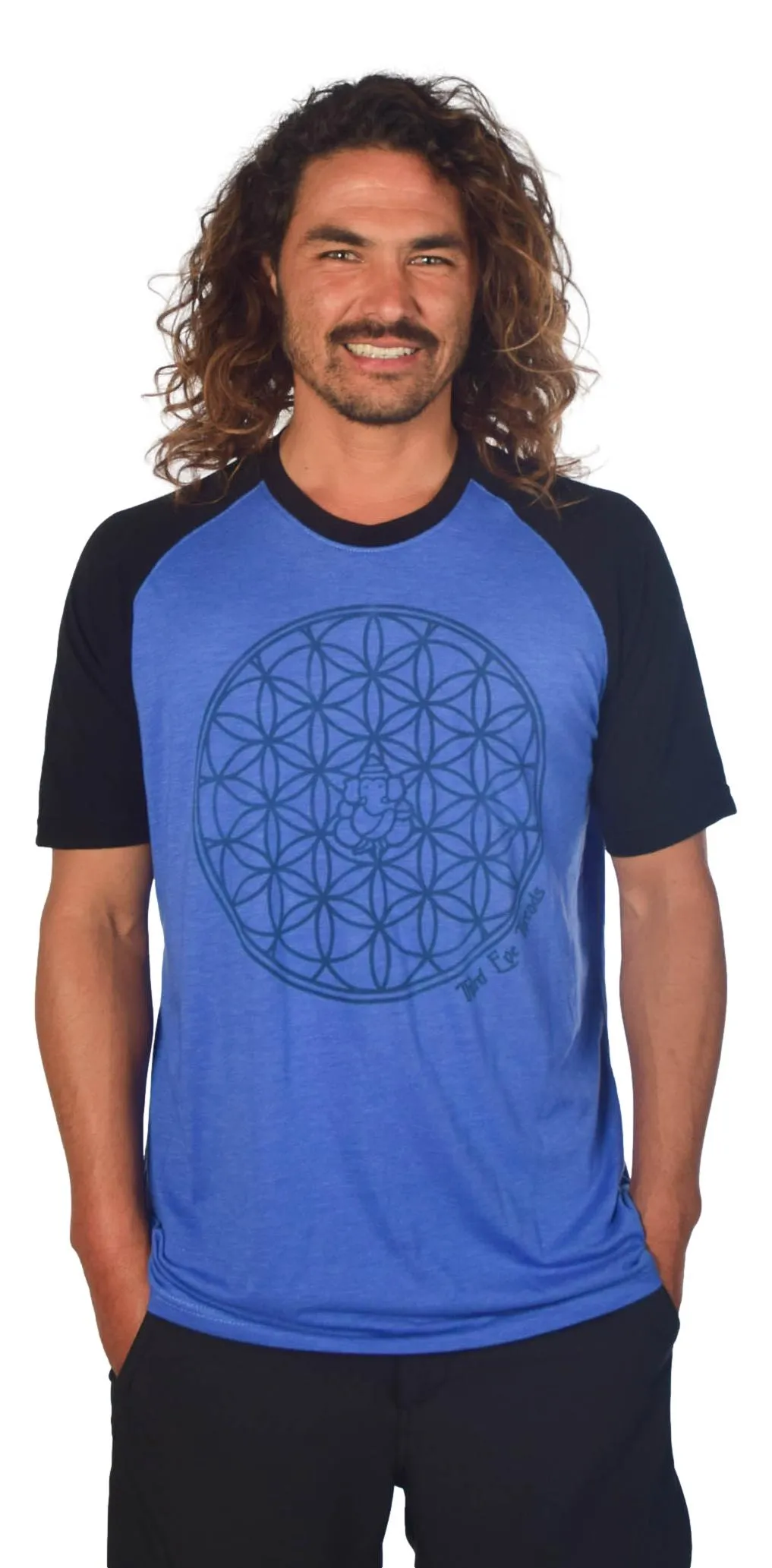 Flower of Life with Sacred Geometry on Short Sleeve Raglan