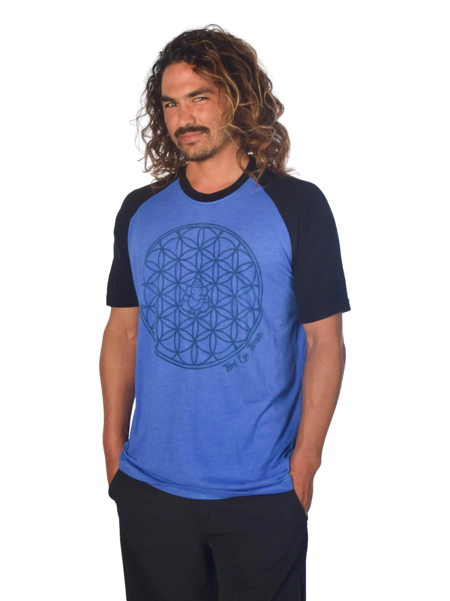 Flower of Life with Sacred Geometry on Short Sleeve Raglan