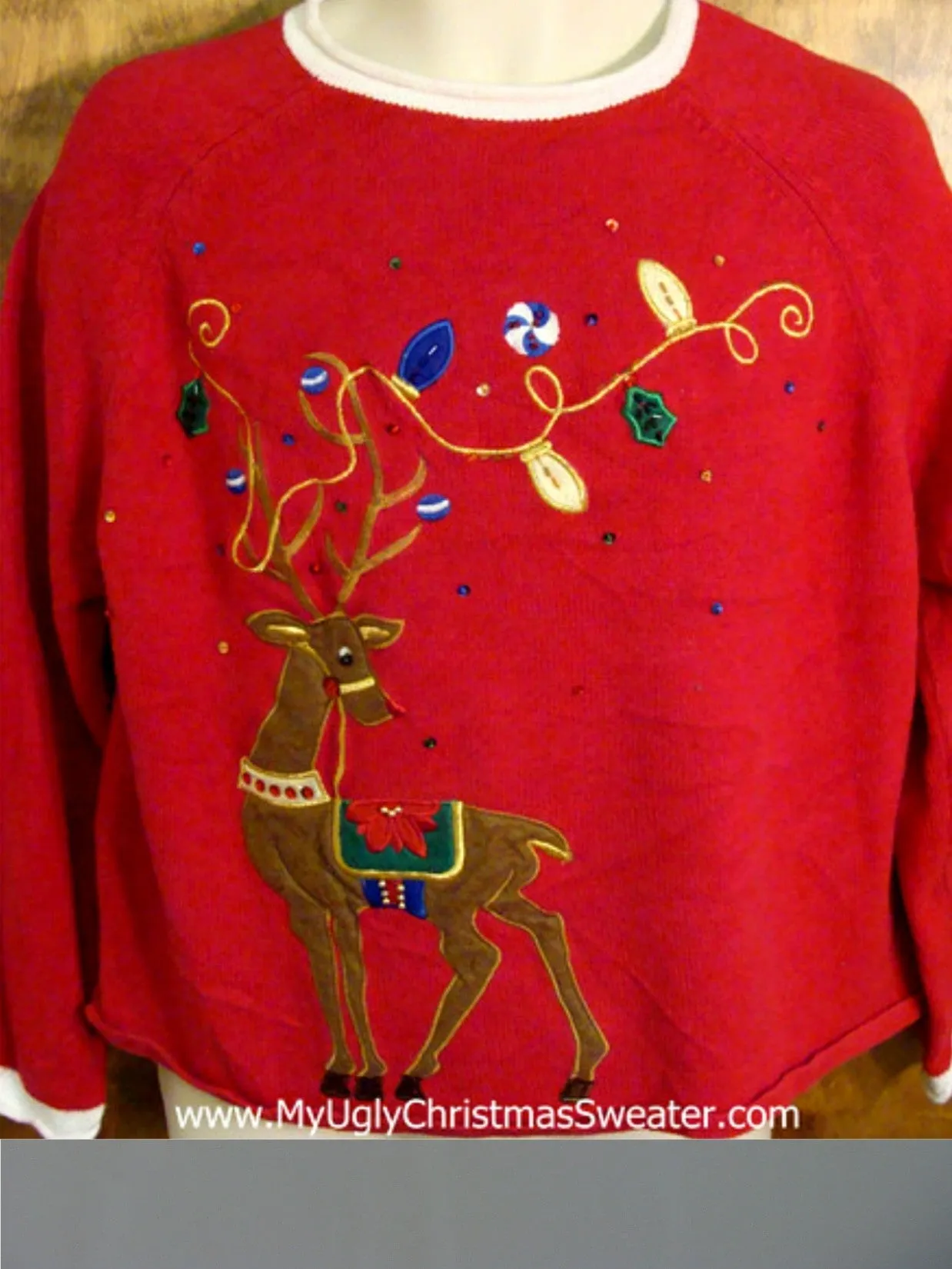 Funny Reindeer Classic Red Christmas Sweater