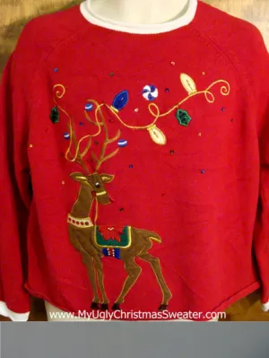 Funny Reindeer Classic Red Christmas Sweater