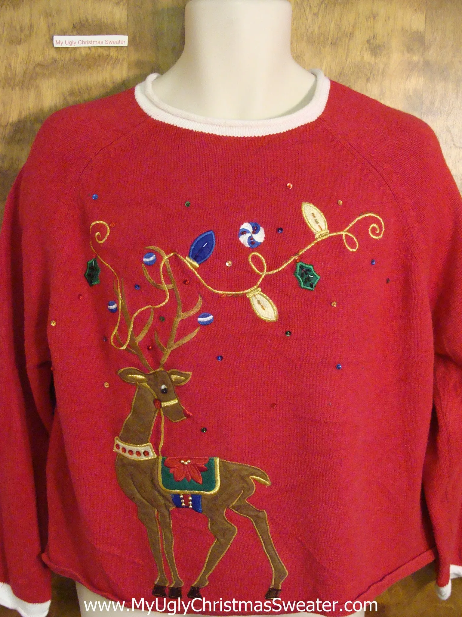 Funny Reindeer Classic Red Christmas Sweater