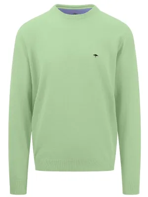 FYNCH HATTON Crew Neck Sweater - Men's Fine Knit – Soft Green