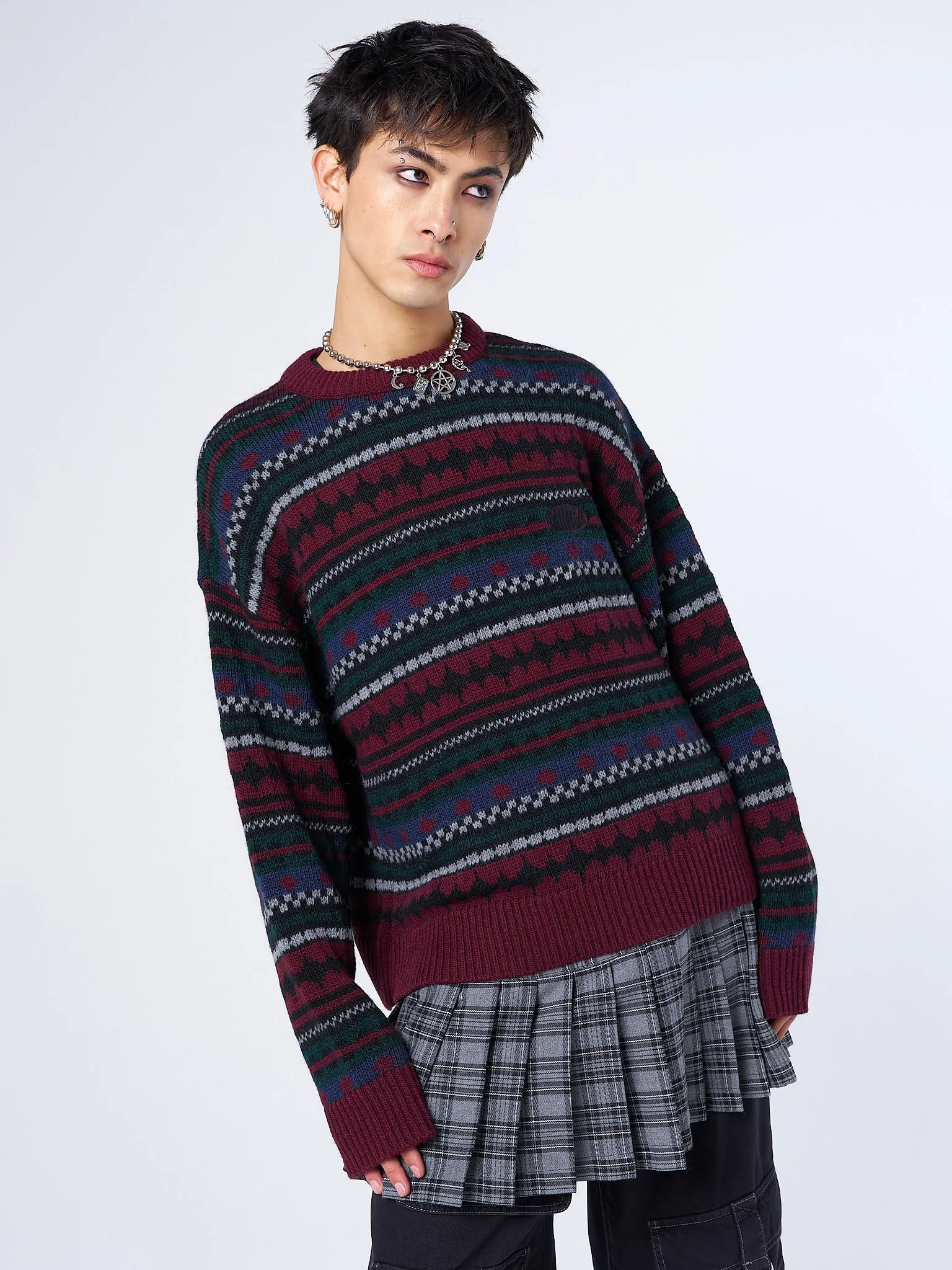 Grandpa Jacquard Knit Jumper