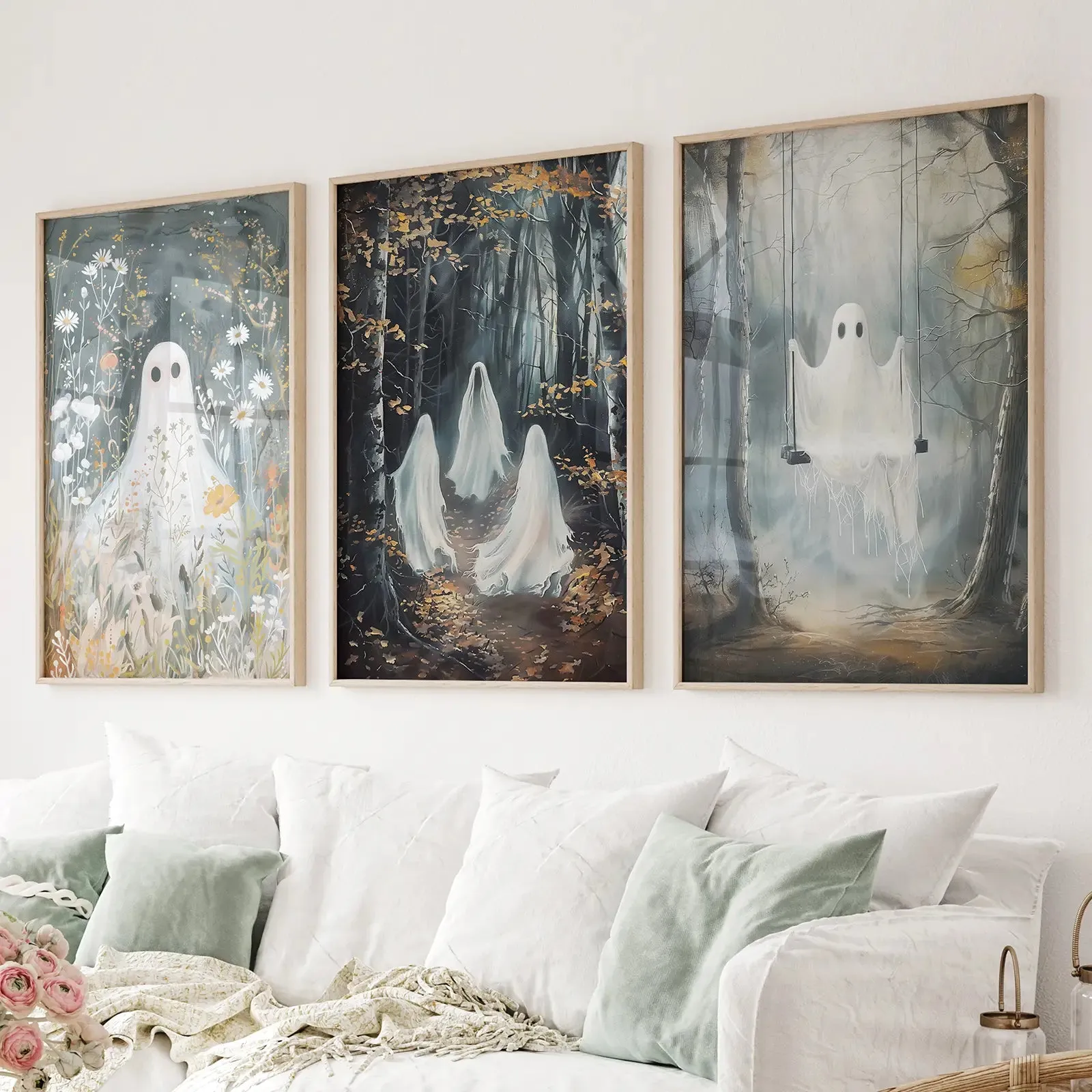 Halloween Ghost Print Trendy Gothic Home Decor