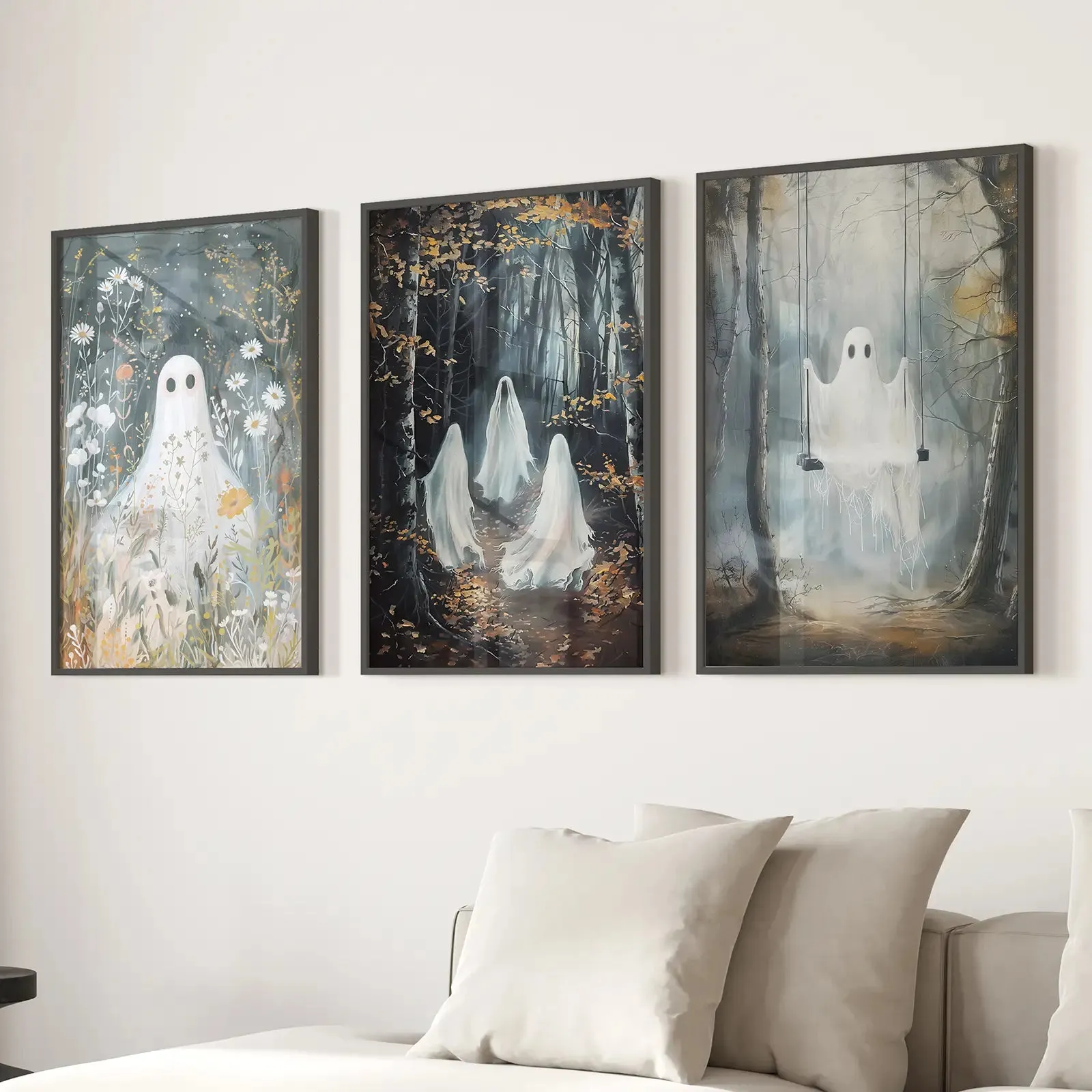 Halloween Ghost Print Trendy Gothic Home Decor