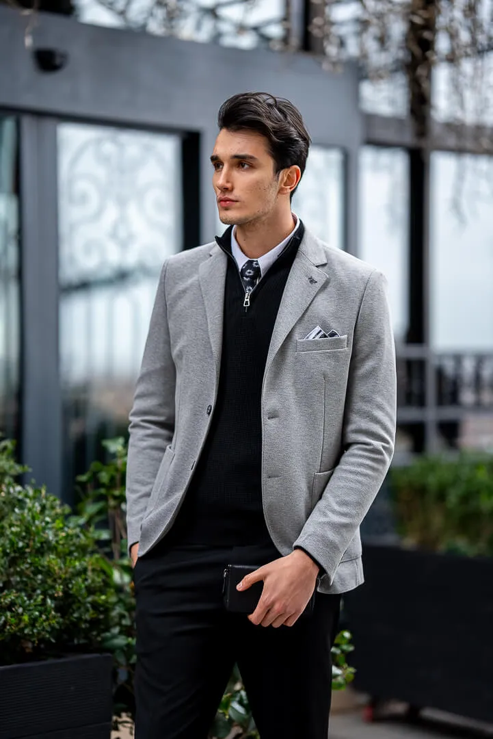 HolloMen's Gray Tailored Men's Jacket