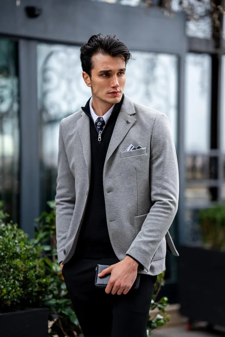 HolloMen's Gray Tailored Men's Jacket