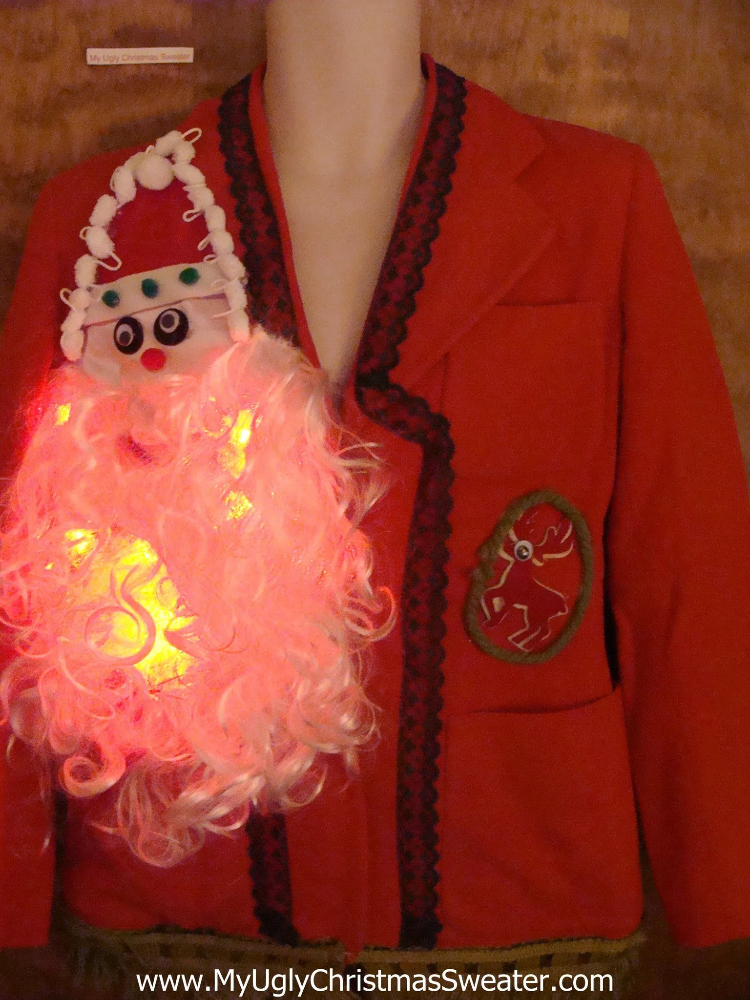 Horrible Light Up Santa Ugly Christmas Jacket Womens 10/12