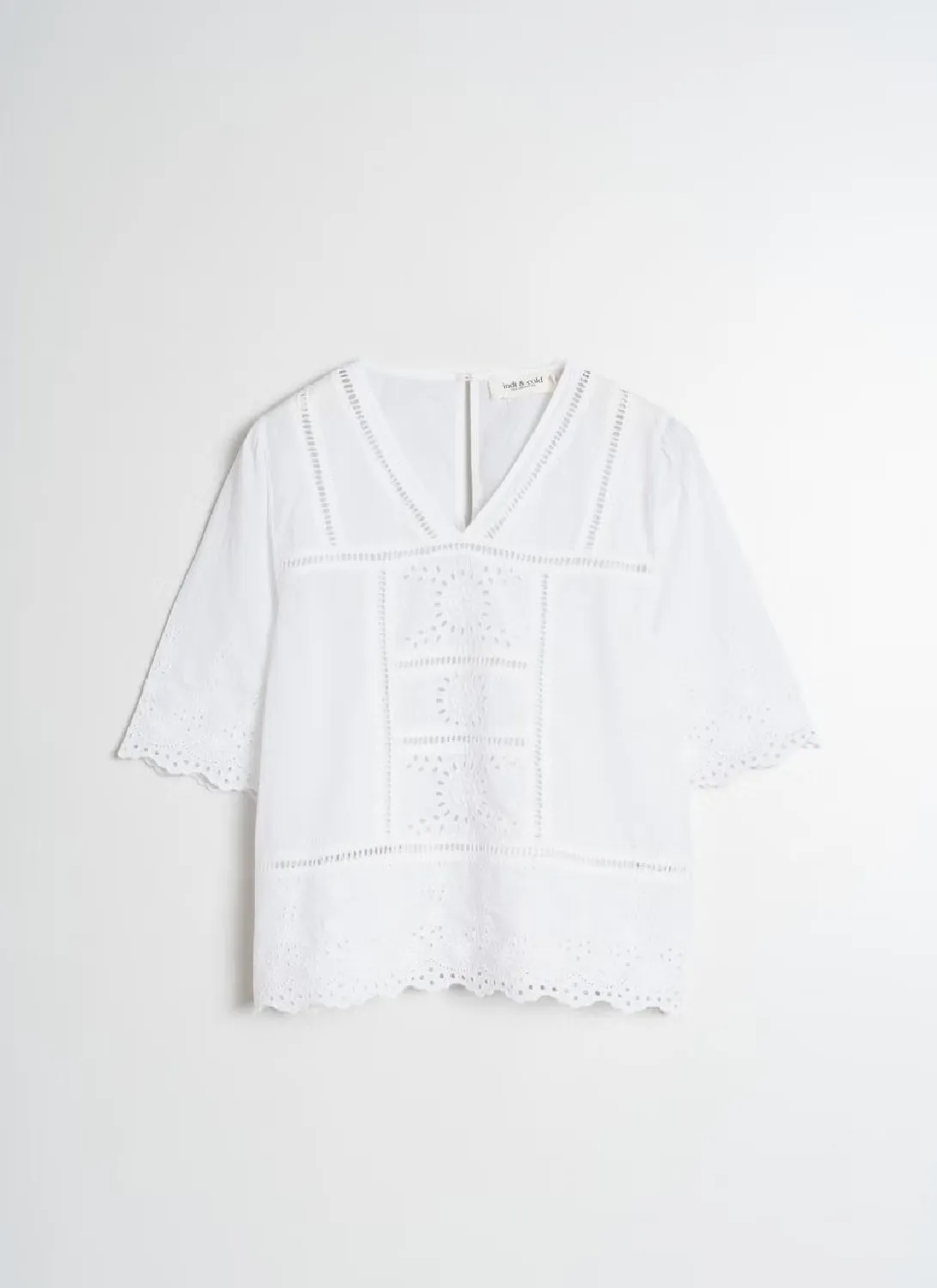 Indi & Cold Half Sleeve Broiderie Anglaise Blouse