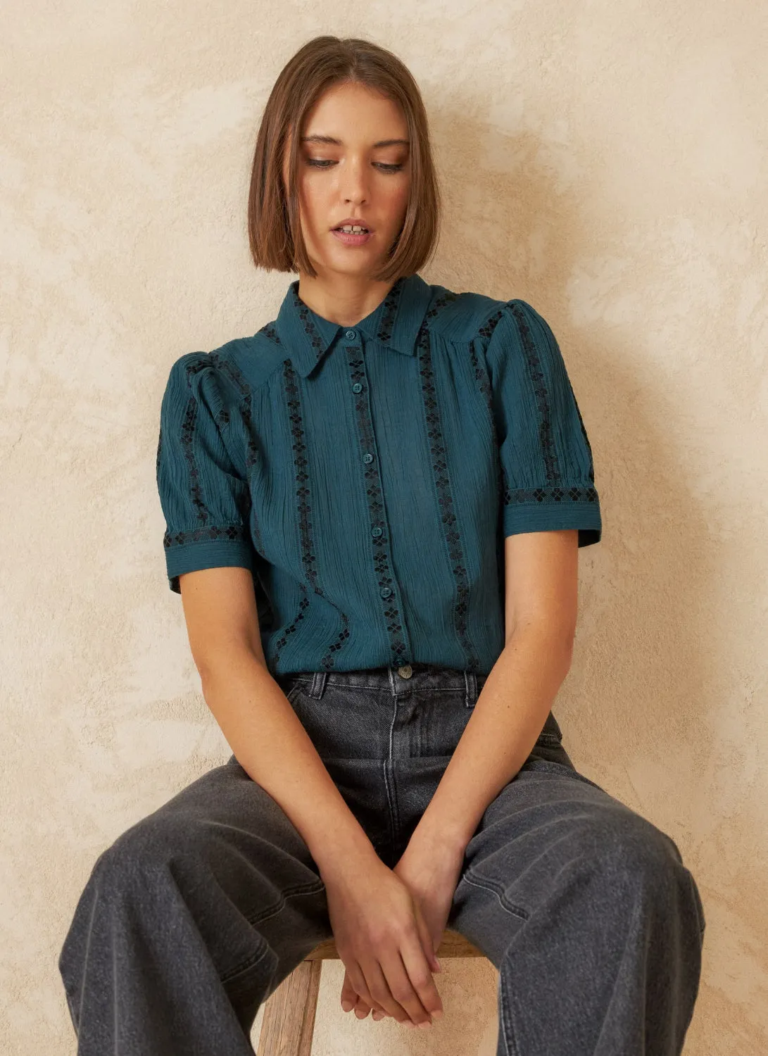 Indi & Cold Paula Short Sleeve Blouse