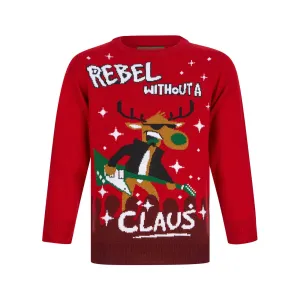 Kids Rebel Without A Claus Christmas Jumper