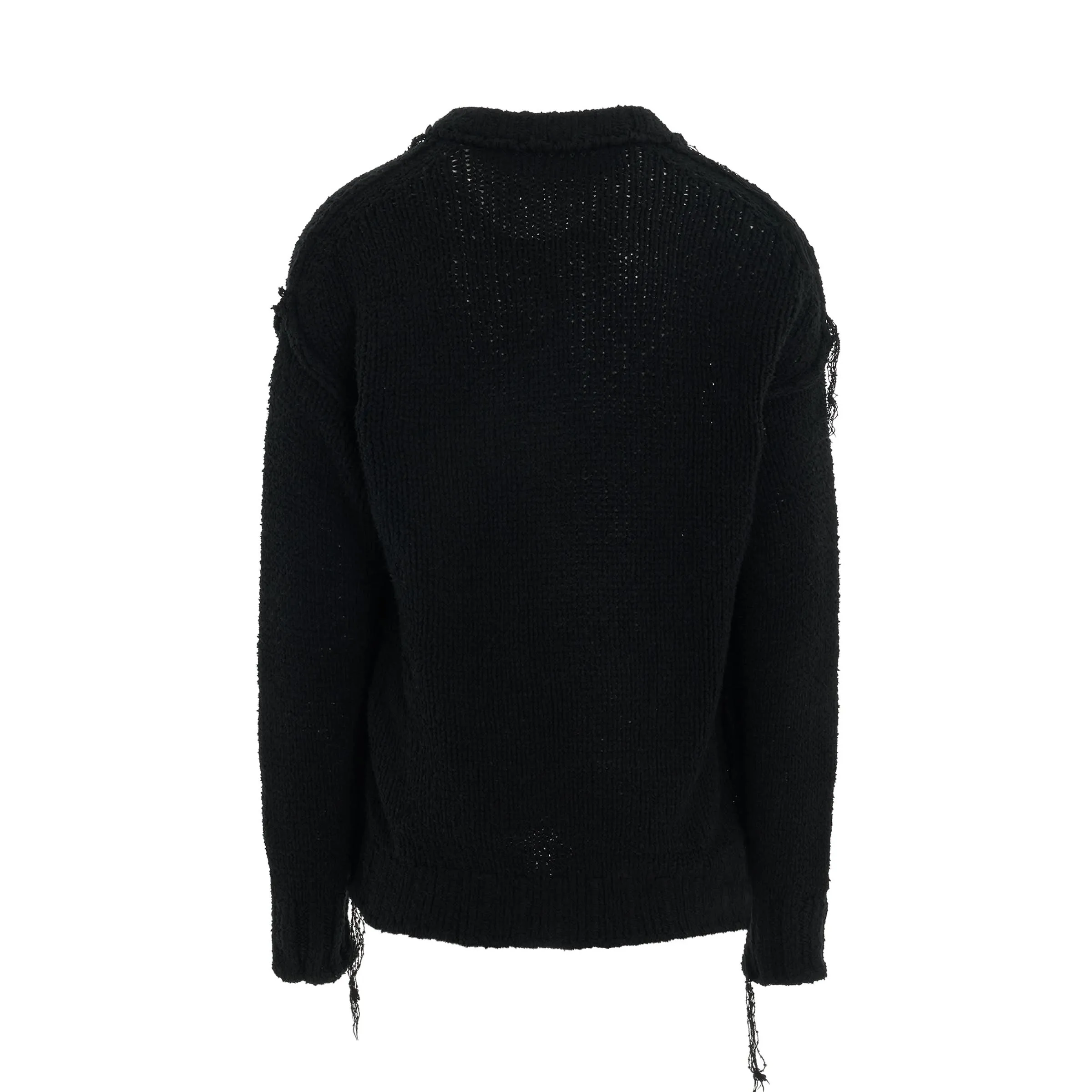 Knit Pullover with Ribbed Waistband in Black