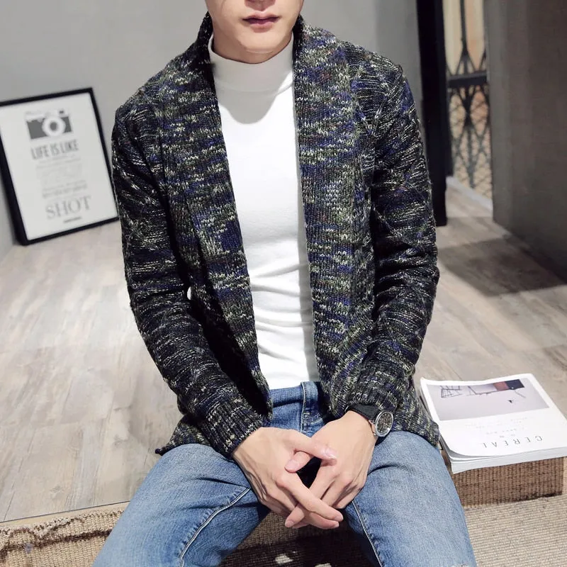 Knitted Classic Marble Casual Style Men Cardigan