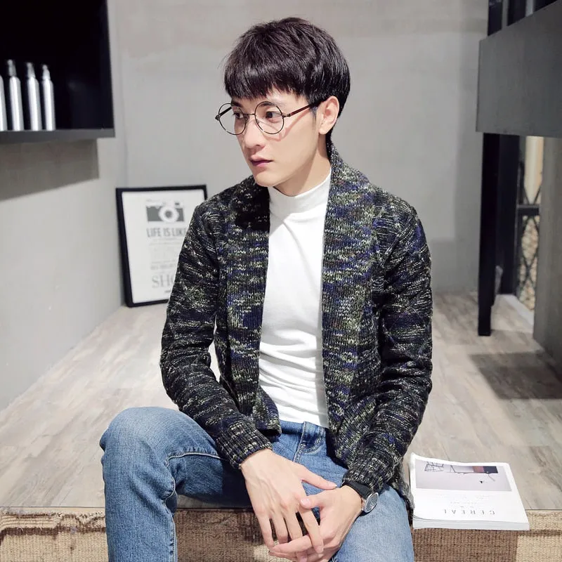 Knitted Classic Marble Casual Style Men Cardigan